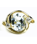 R021, Aquamarine, 10KY Gold Ring - £400.95 GBP