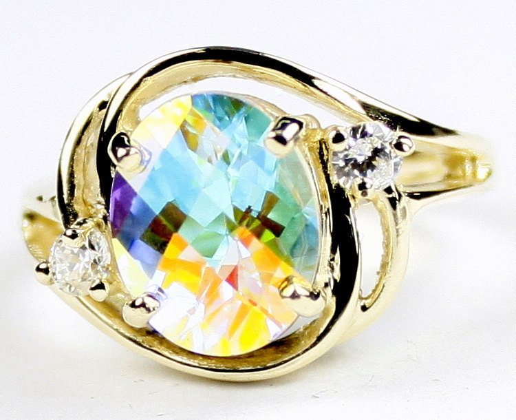 R021, Mercury Mist Topaz, 10KY Gold Ring