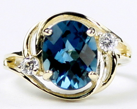 R021, London Blue Topaz, 10KY Gold Ring