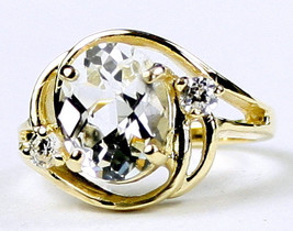 R021, Silver Topaz, 10KY Gold Ring - £292.89 GBP