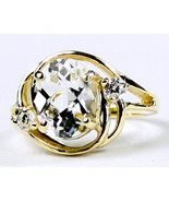 R021, Silver Topaz, 10KY Gold Ring - £288.35 GBP