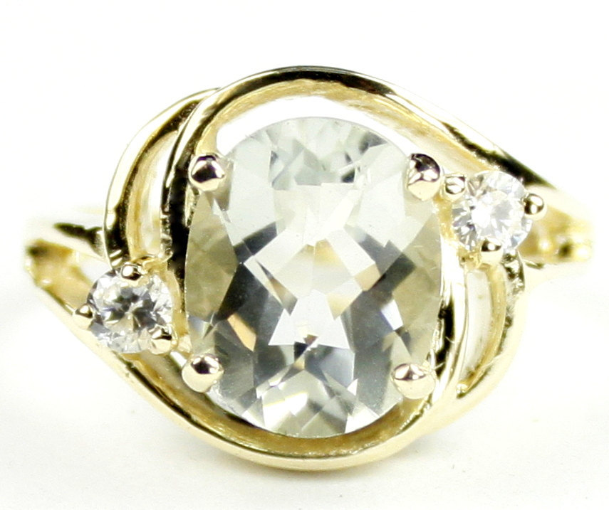 R021, Green Amethyst (Prasiolite), 10KY Gold Ring