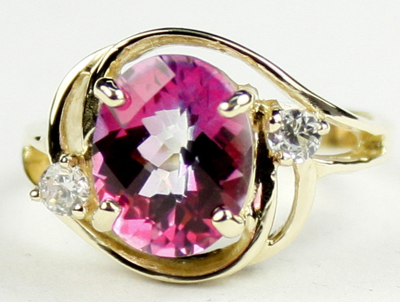 R021, Pure Pink Topaz, 10KY Gold Ring