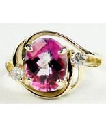 R021, Pure Pink Topaz, 10KY Gold Ring - £311.24 GBP