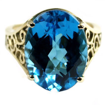 R049, Swiss Blue Topaz, 10KY Gold Ring - $697.53