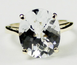 R055, 12x10mm Silver  Topaz, 10Ky Gold Ring - $323.40