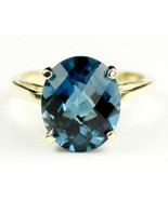 R055, 12x10mm London Blue Topaz, 10Ky Gold Ring - £320.38 GBP