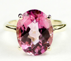 R055, 6ct Pure Pink Topaz, 10Ky Gold Ring - £303.27 GBP