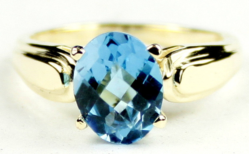R058, Swiss Blue Topaz, 10Ky Gold Ring