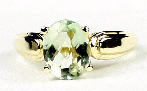R058, Green Amethyst (Prasiolite), 10Ky Gold Ring