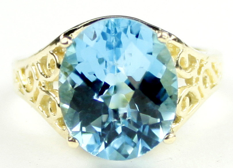 R057, Swiss Blue Topaz, 10KY Gold Ring