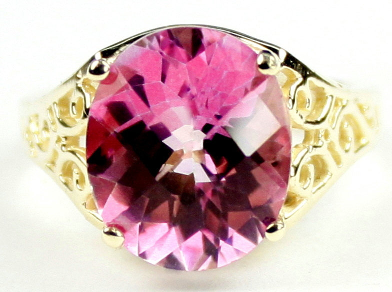 R057, Pure Pink Topaz, 10KY Gold Ring
