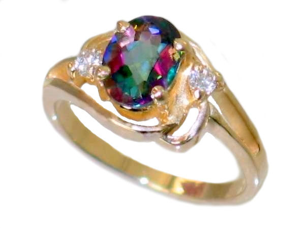 R176, Mystic Fire Topaz, 10KY Gold Ring