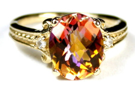 R136, Twilight Fire Topaz, 10KY Gold Ring - £304.27 GBP