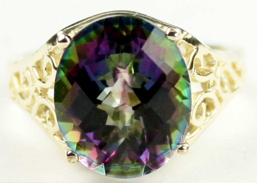 R057, Mystic Fire Topaz, 10KY Gold Ring
