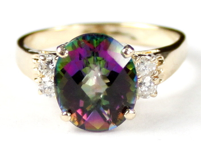 R123, Mystic Fire Topaz, 10K Yellow Gold Ring