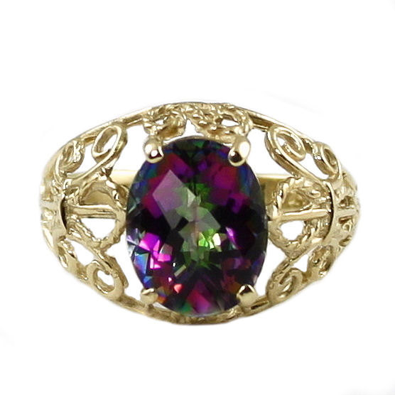 R162, Mystic Fire Topaz, 10KY Gold Ring
