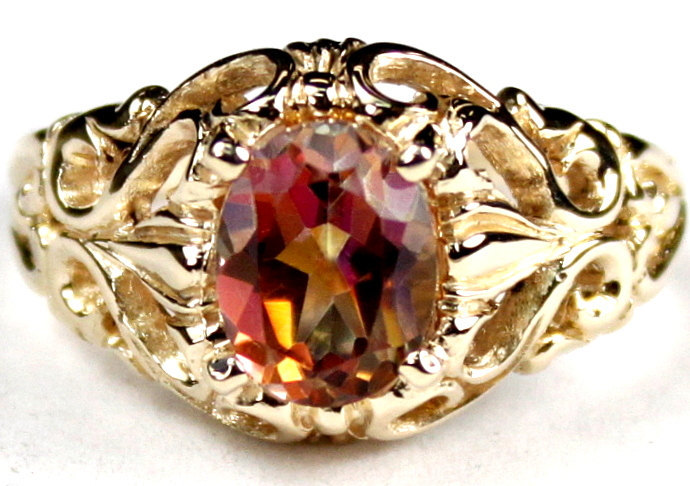 R113, Twilight Fire Topaz, 10KY Gold Ring