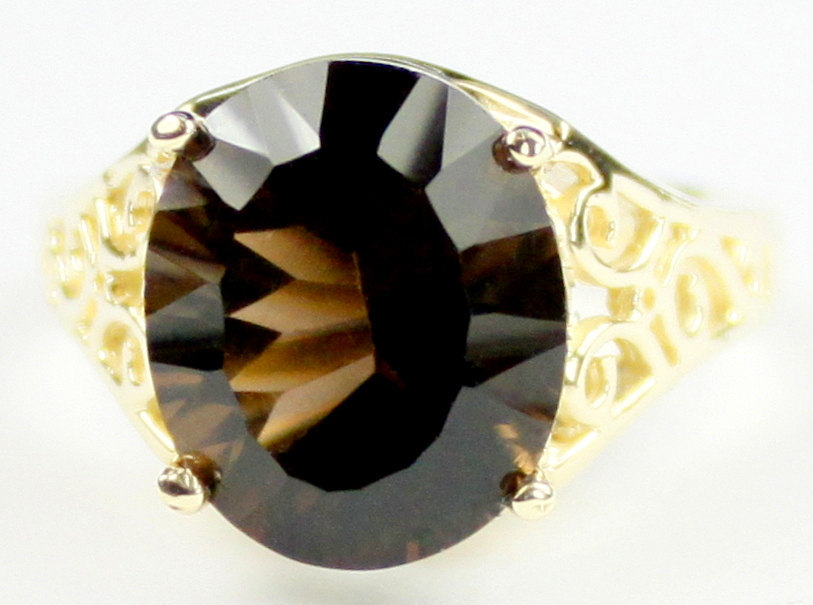 R057, Smoky Quartz, 10KY Gold Ring
