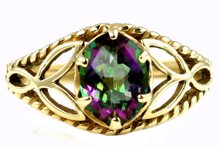 R137, Mystic Fire Topaz, 10KY Gold Ring