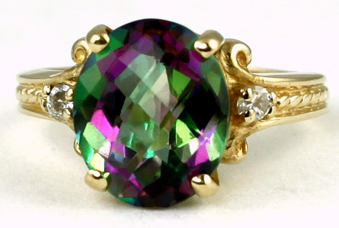 R136, Mystic Fire Topaz, 10KY Gold Ring