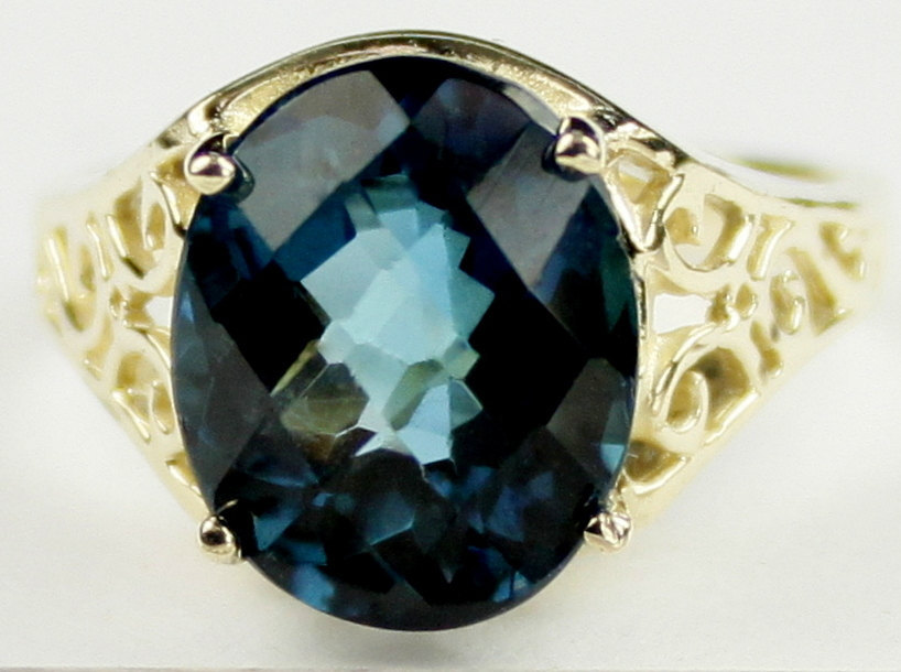 R057, London Blue Topaz, 10KY Gold Ring