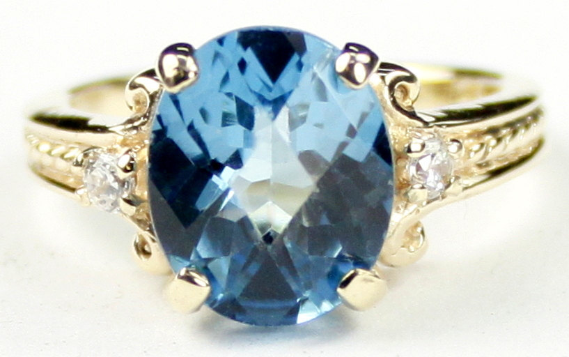R136, Swiss Blue Topaz, 10KY Gold Ring