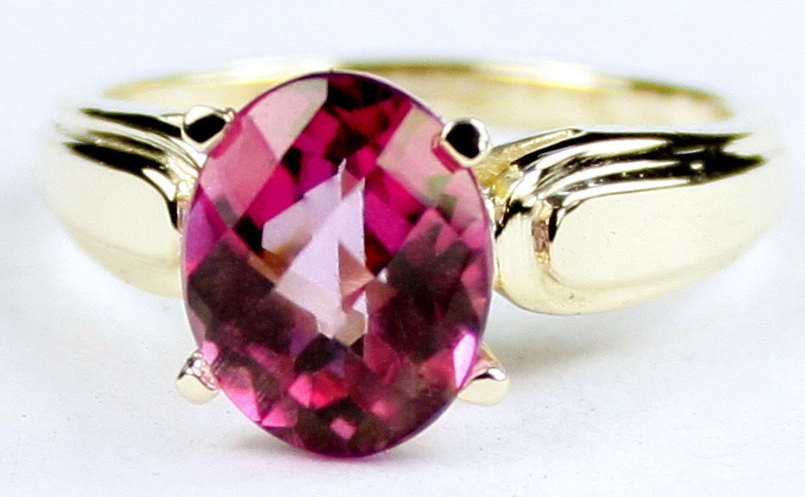R058, Pure Pink Topaz, 10Ky Gold Ring
