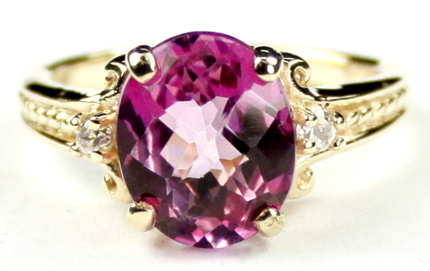 R136, Pure Pink Topaz, 10KY Gold Ring