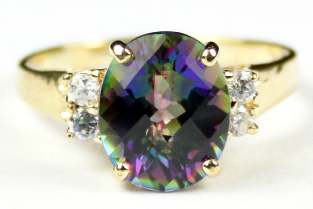 R244, Mystic Fire Topaz, 10KY Gold Ring