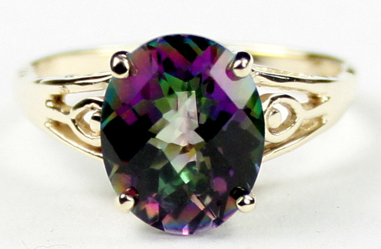 R139, 11x9mm Mystic Fire Topaz, 10Ky Gold Ring