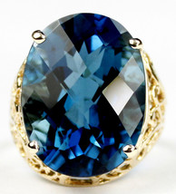 R291, London Blue Topaz, 10KY Gold Ring - £910.33 GBP