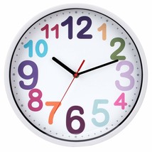 Wall Clock 12 Inch Silent Non Ticking Battery Operated Time Teaching Quartz Home - £22.44 GBP