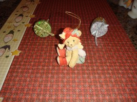 Cherished Teddies Bear With Holly On Hat Christmas Ornament - £9.50 GBP