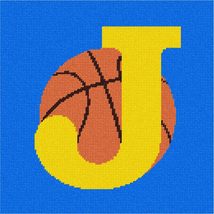 Pepita Needlepoint Canvas: Letter J in Basketball, 10&quot; x 10&quot; - £62.88 GBP+