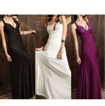 Deep VNeck Formal Maxi Dress Rhinestones Ball Gown Evening Cocktail Party Dress - £14.94 GBP