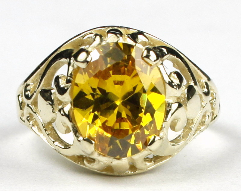 R004, Golden Yellow CZ, 10KY Gold Ring
