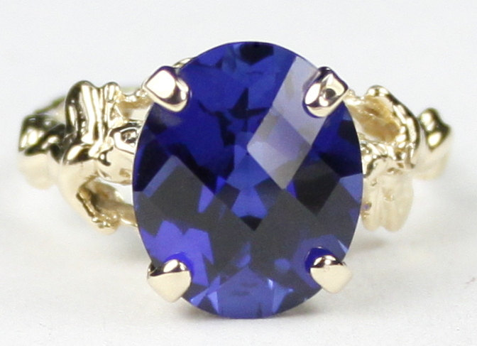 R154, Created Blue Sapphire, 10Ky Gold Angel Ring - $258.83