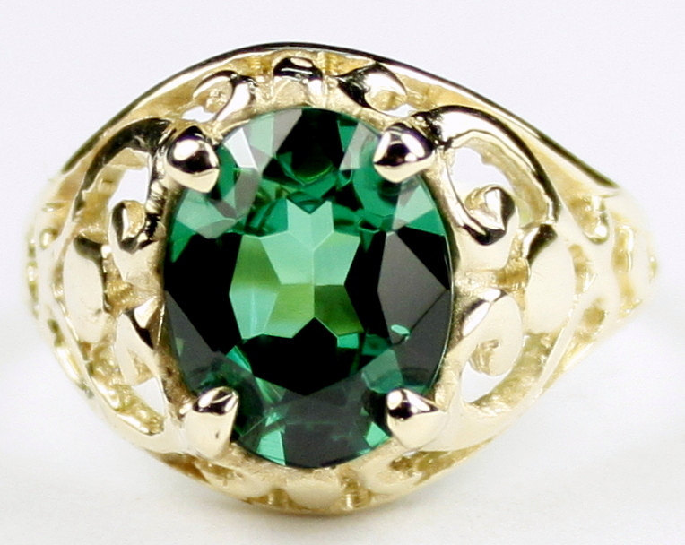 R004, Created Emerald Spinel, 10KY Gold Ring