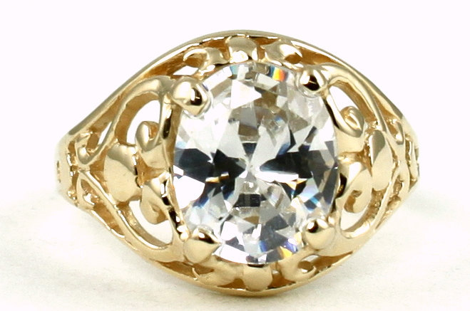 R004, Cubic Zirconia, 10KY Gold Ring