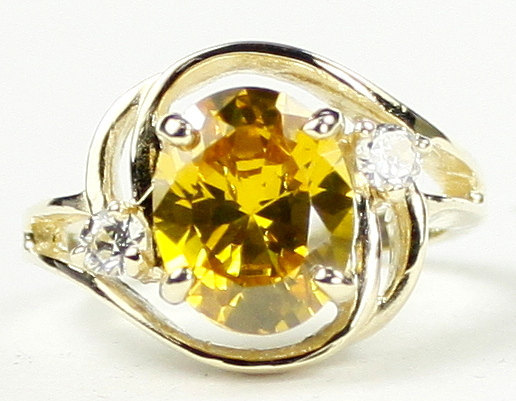 R021, Golden Yellow CZ, 10KY Gold Ring