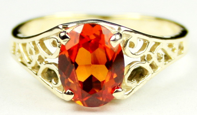 R005, Created Padparadsha Sapphire, 10KY Gold Ring