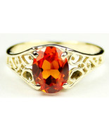 R005, Created Padparadsha Sapphire, 10KY Gold Ring - £203.28 GBP