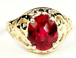 R004, Created Ruby, 10KY Gold Ring - £230.00 GBP