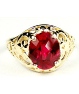 R004, Created Ruby, 10KY Gold Ring - £230.53 GBP