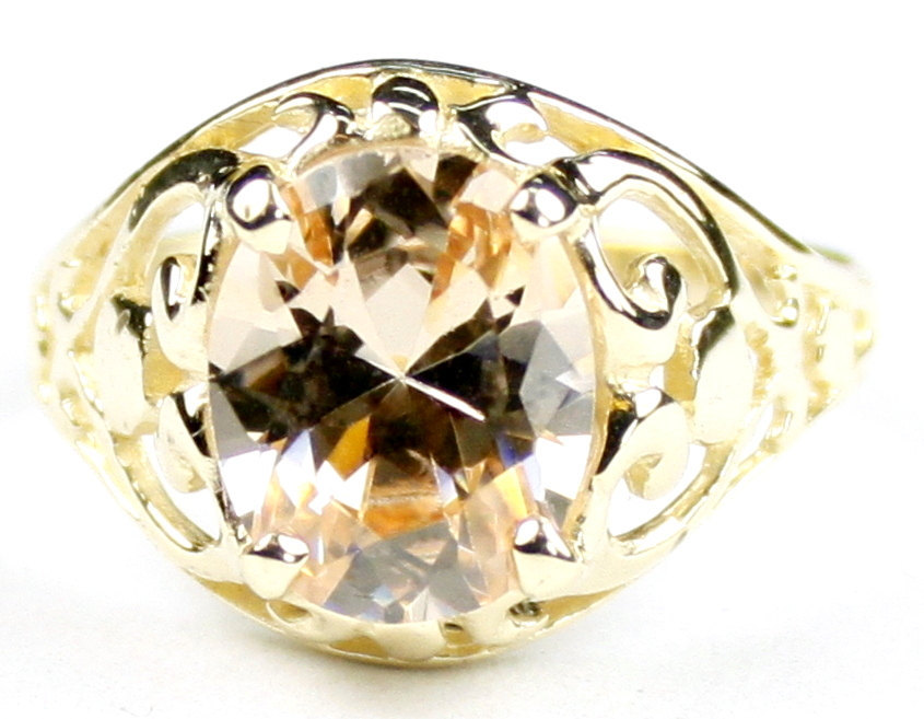 R004, Champagne CZ, 10KY Gold Ring