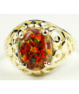 R004, Created Red/Brown Opal, 10KY Gold Ring - £226.92 GBP