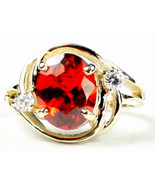 R021, Created Padparadsha Sapphire, 10KY Gold Ring - £288.38 GBP