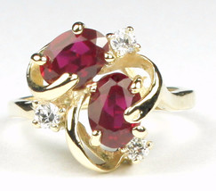 R016, Created Ruby, 10KY Gold Ring - £195.95 GBP