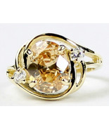 R021, Champagne Cubic Zirconia (CZ), 10KY Gold Ring - £280.89 GBP